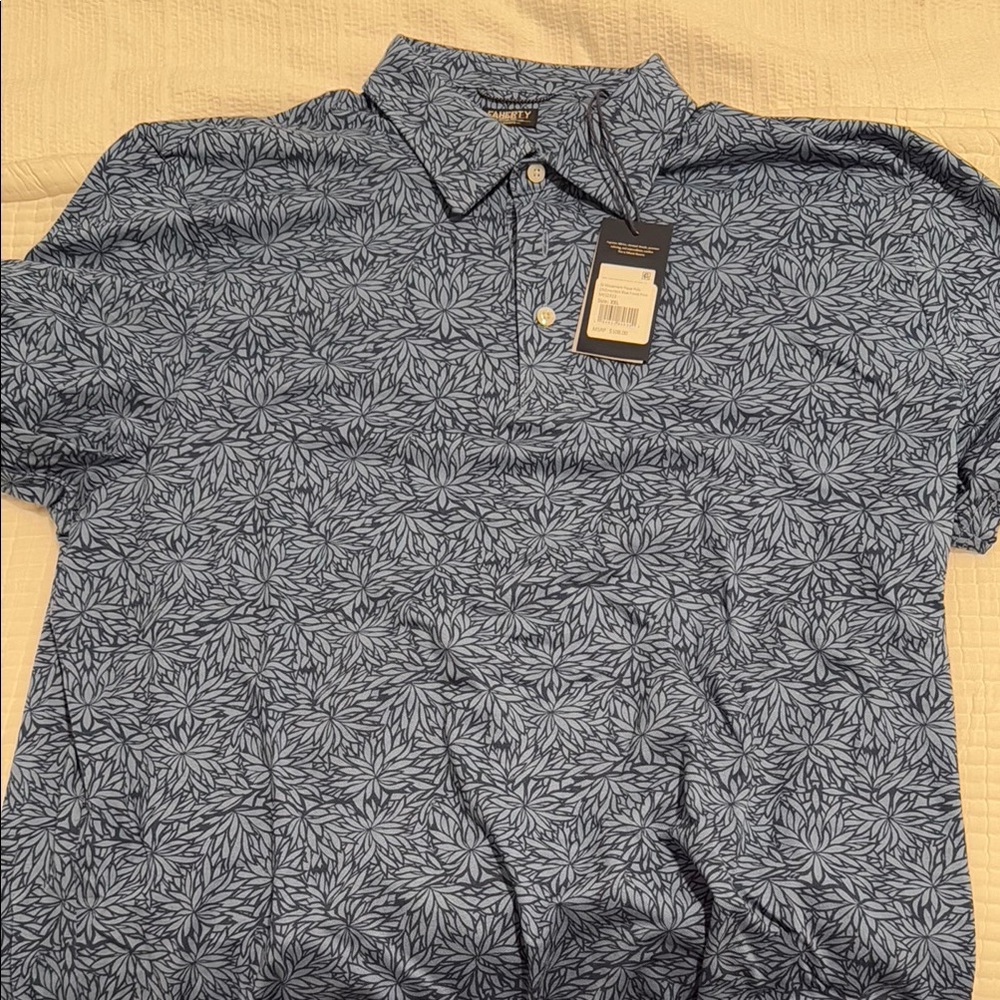 Faherty Men's Blue Leaf polo